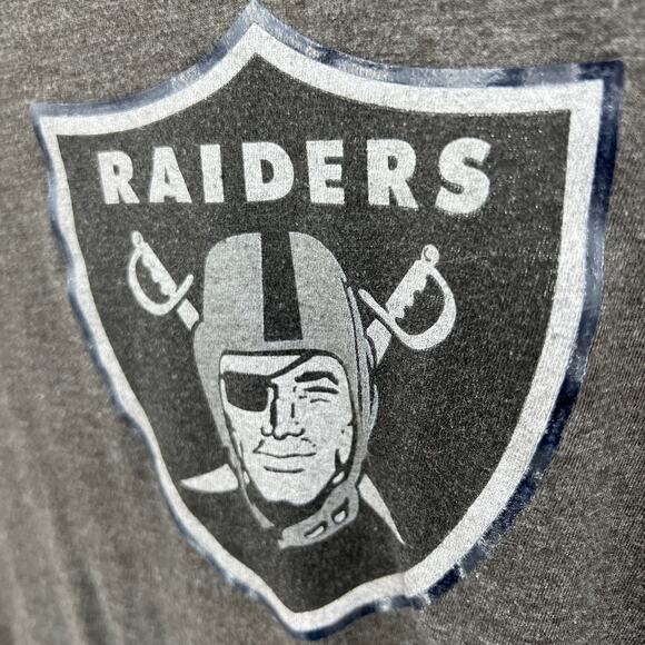 Raiders Tee Shirt T-Shirt Women's LARGE Gray Short Cap Sleeve NFL Team Apparel - Picture 4 of 7